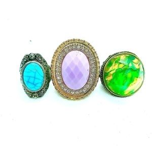 𝅺BUNDLE of 3 Cocktail rings size 5